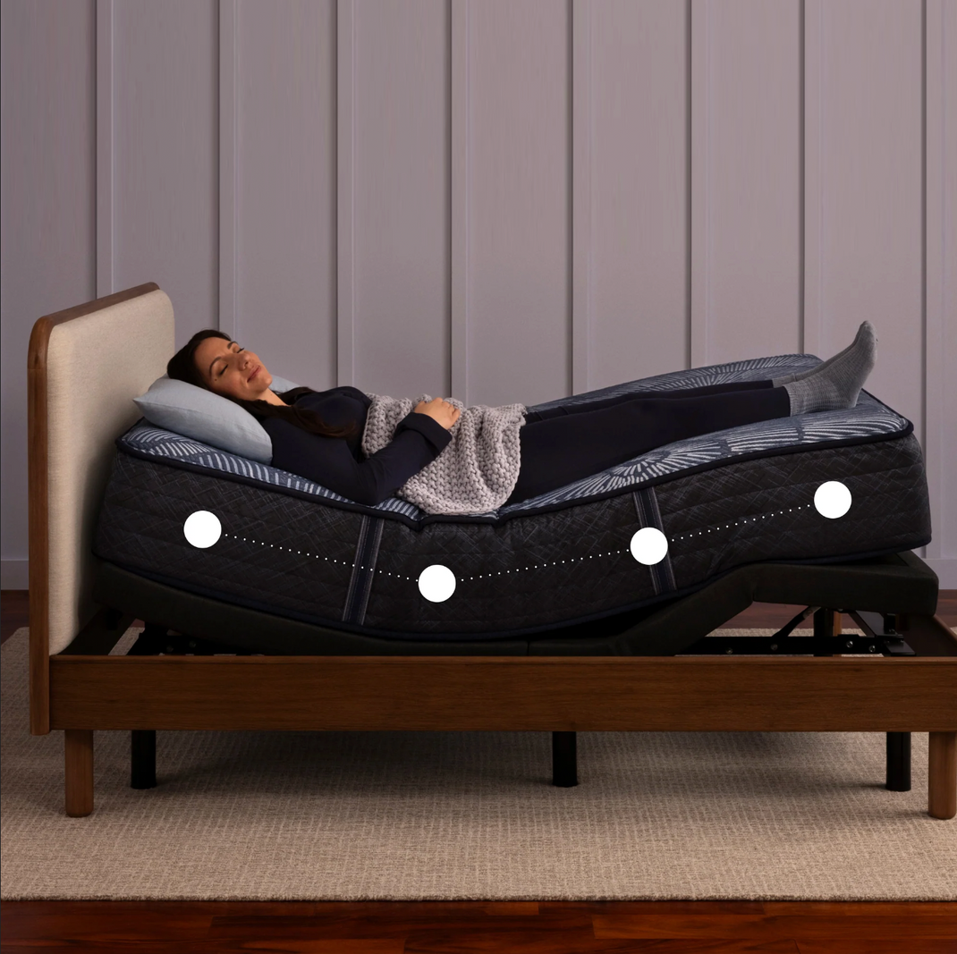 Adjustable bed with reclining mattress