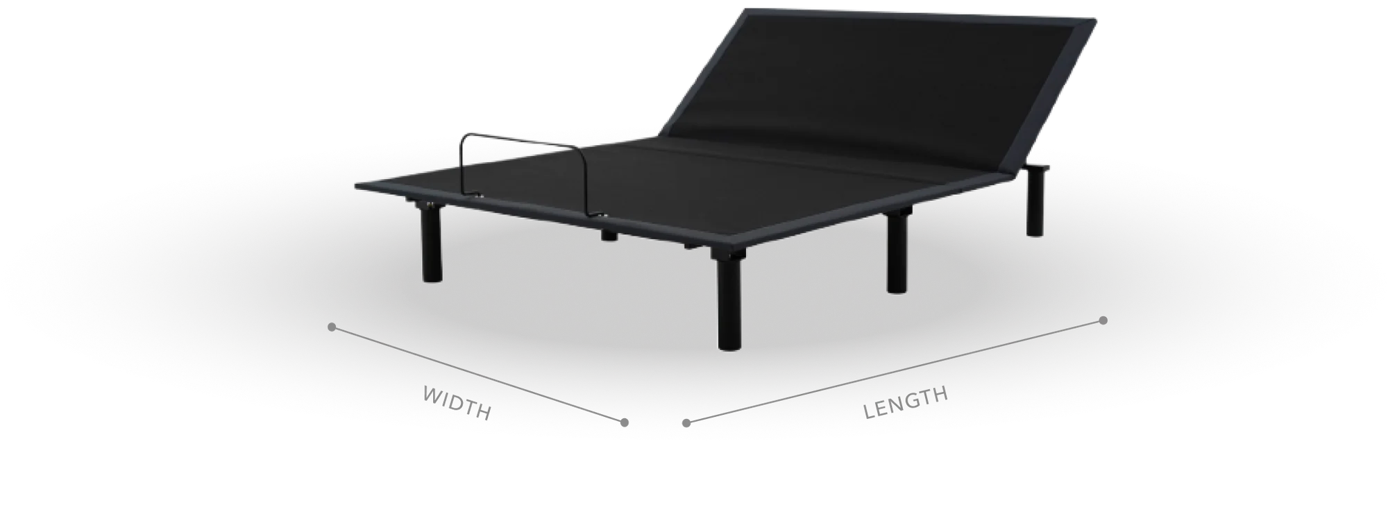 Adjustable black bed frame with dimensions