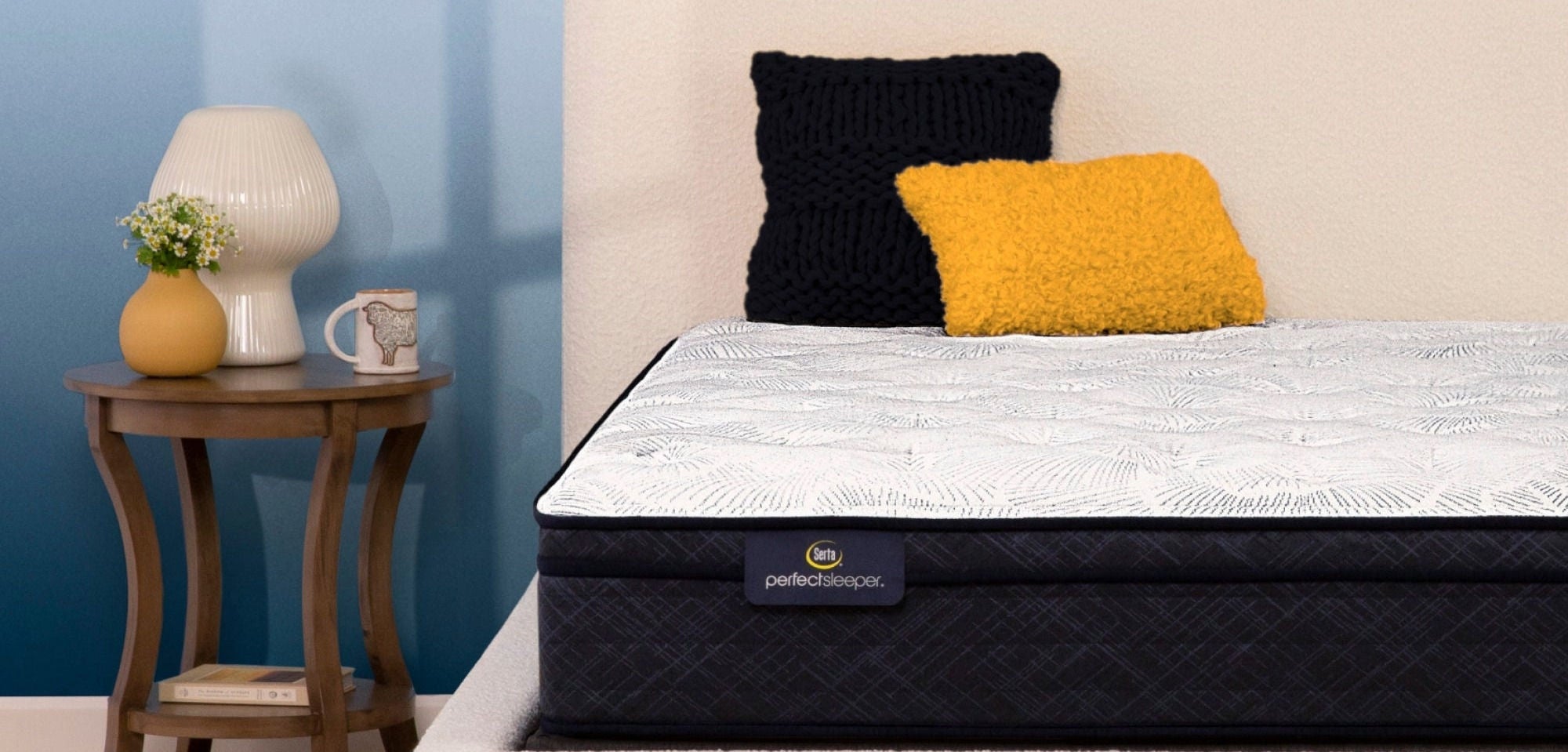 Comfortable mattress in cozy bedroom setting