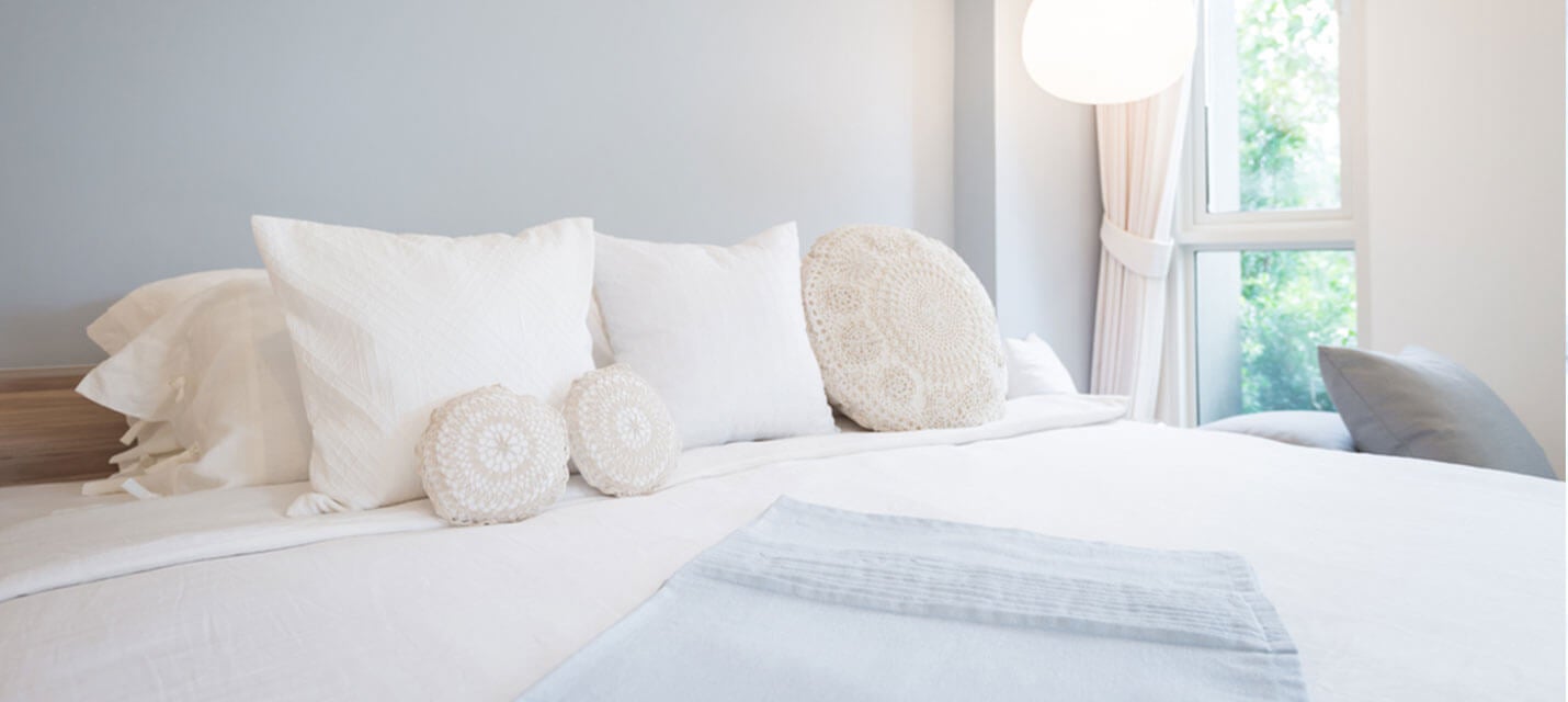 Cozy bedroom with neutral decor