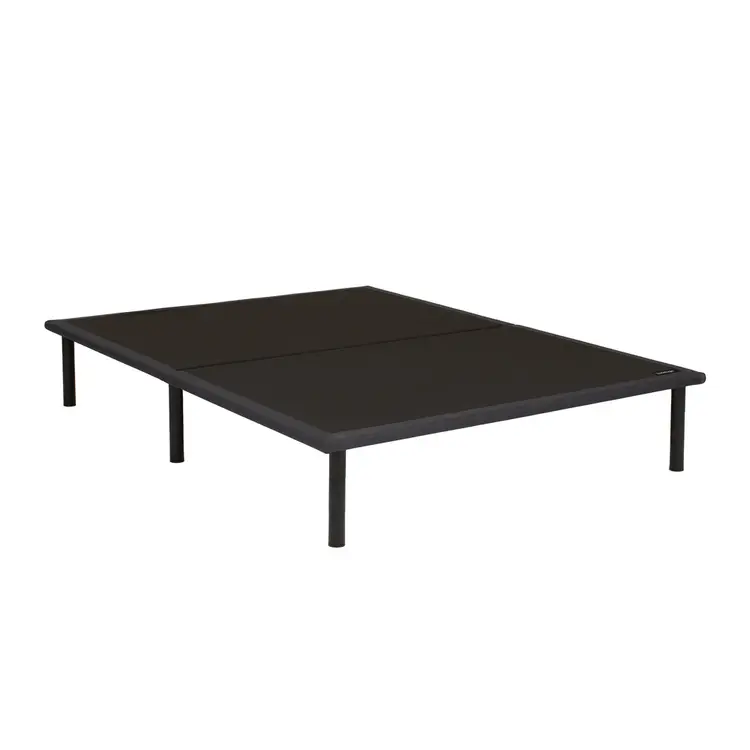 A black Baselogic Platform rectangular metal bed frame with a slatted top and four legs, shown from an elevated angle on a plain white background.